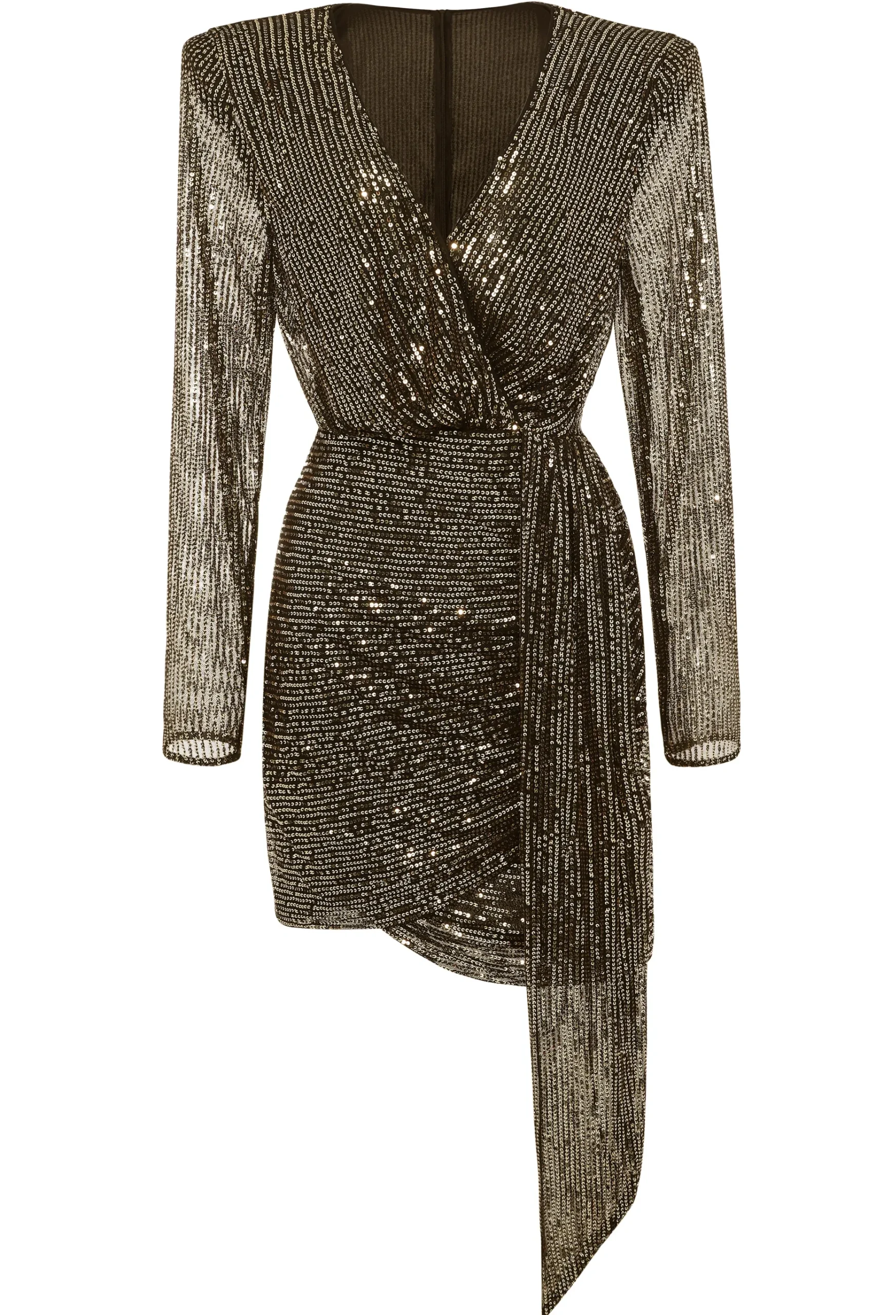 BABEYOND Dresses|V Neck Tie Sequin Mini Dress Black/Gold