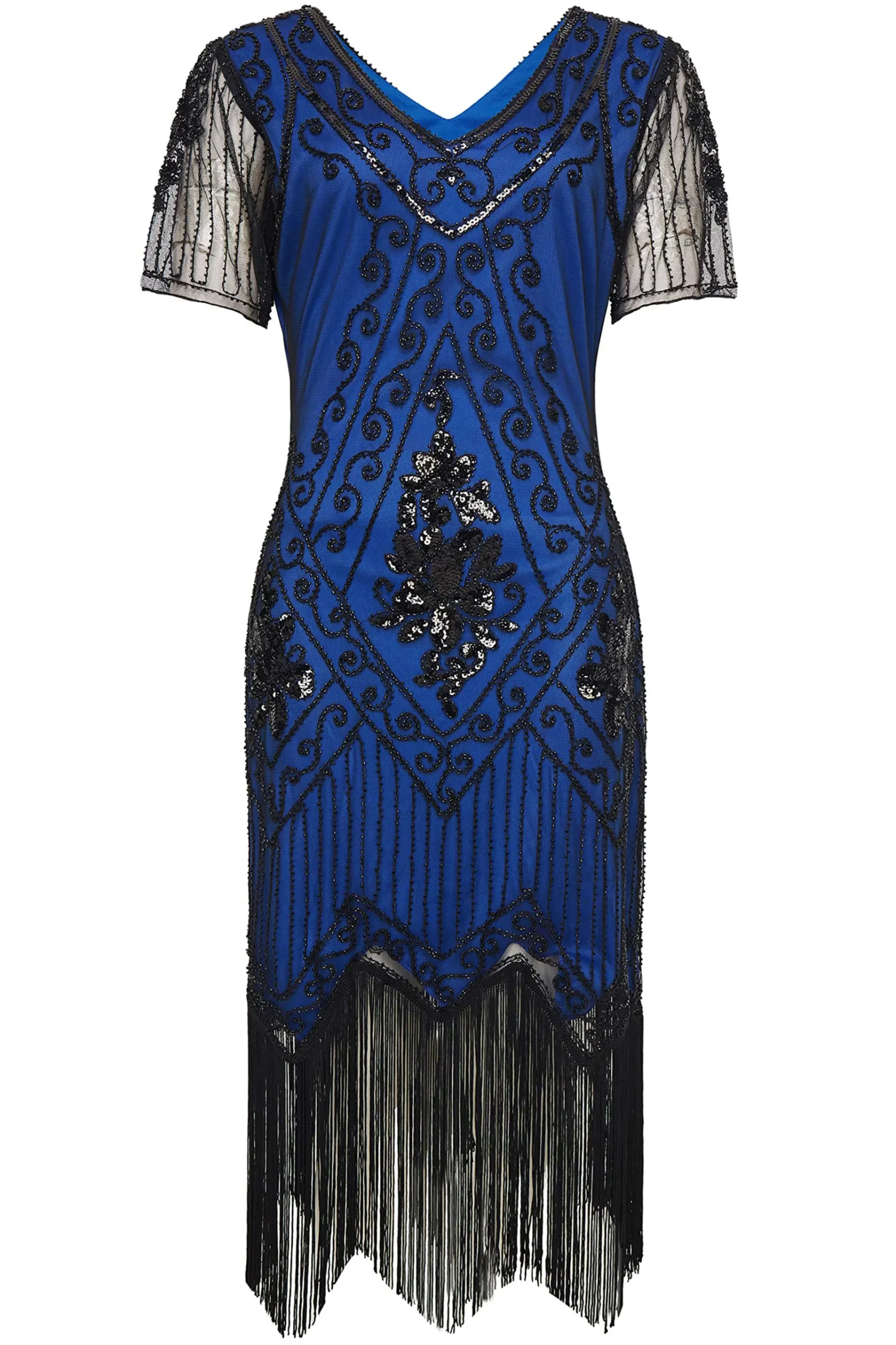 BABEYOND Dresses|Vintage Paisley Flapper Gatsby Plus Dress Dark Blue
