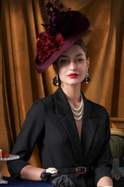 BABEYOND Headpieces & Fascinators|Wide Brim Flat Floral Irregular Fascinator