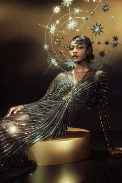 BABEYOND Dresses|Zouzou Crystal-Encrusted Evening Gown Black/Gold