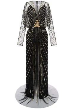 BABEYOND Dresses|Zouzou Crystal-Encrusted Evening Gown Black/Gold