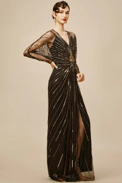 BABEYOND Dresses|Zouzou Crystal-Encrusted Evening Gown Black/Gold