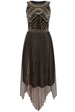 BABEYOND Dresses|Zouzou Metallic Beading Flapper Dress Black/Gold